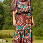 Josie by Josie Natori RTW Spring 2019 Boho Skirt Brown Teal Multi Maxi Size S Photo 0