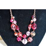 Source Unknown Vintage Beveled Acylic Multi ColorBeaded/Brass Tone Filigree Rhinestone Necklace Photo 1