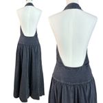 Free People  Soundwave Denim Halter Maxi Dress in Black Size Small Bohemian Photo 5