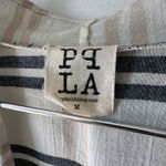 PPLA Clothing Women's beige & blk striped beach coverup kimono shawl cardigan M Photo 1