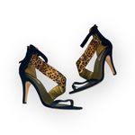 Cynthia Vincent ❤︎ Calf Hair Leopard Stiletto Sandals ❤︎ Black Suede + Leather Size 7 Photo 12