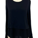 Generation Love Knit Pleated Hem Layered Long Sleeve Sweater Top Black Medium Photo 0