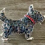 Scottish Terrier Scottie Dog Brooch Blue Photo 0