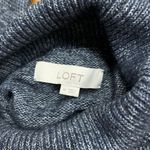 Loft Women Medium Sweater Navy Blue Turtleneck Textured Knit Cotton Blend Raglan Photo 4