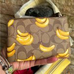Coach Authentic Signature Coated leather BANANA zip top wristlet Photo 4
