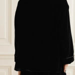 Sleepy Jones Marina Grosgrain-trimmed Silk Blend Black Velvet Pajama Shirt S Photo 2