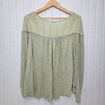 Free People  Sage Green Buttoned Long Sleeve Down Under Henley Top Size M Photo 3