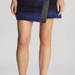 Karen Millen Blanket Plaid Wrap Mini Skirt Blue Black Size 8 Clueless Preppy Photo 0