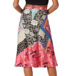 Pinko‎ Skirt Womens 2 Pink Bibidi Gonna Pink Printed Crepe Patchwork Floral Photo 2
