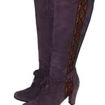 Taryn Rose  purple suede‎ brocade heeled boots women’s size 38 7.5 witchy costume Photo 0