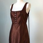 Pretty Little Thing | Brown Satin Hook & Eye Bodice Bodycon Dress Photo 5