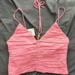 ZARA Wooden Bead Pink Linen Halter Photo 0