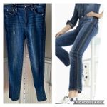 J Crew Jeans Vintage Straight Blue Wash Denim Distressed Size 31T Tall Stripe Photo 2