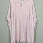 Calvin Klein Pink Trapeze Dress Dotted Chiffon 3/4 Sleeve A-Line Sz 22W NWT Photo 1