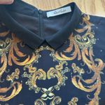 Robert Graham Doreen Black Gold Sheath Collar Neck Sleeveless Silk Dress Large Photo 6