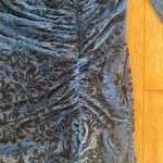 David's Bridal blue floral paisley velvet king sleeve formal dress Photo 5