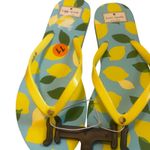 Kate Spade New York Lemon Print Flip Flops Sandals Size 11 Yellow Blue Photo 0