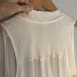 Free People  Cream Rayon Sleeveless Top Neck Tie Ivory Relaxed Long Boho Sheer Photo 5
