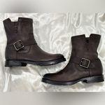 Frye  Natalie Engineer Short Boots Brown Leather Buckle Western Size 6 Boho Chic Photo 2