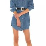 GRLFRND Mariana Button Down Western Snap Front Denim Shirt Dress Blue Women's XS Photo 0
