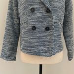 Talbots  Tweed Pea Coat Jacket size 4P Teal White Preppy Corpcore Academia Blazer Photo 10