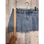 Cello Blue Denim Pleated Mini Skirt | Raw Hem Jean Skirt Size Small Photo 5