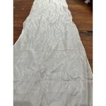 White Vintage Elegant Paisley Detail Textured Satin Hand Rolled Bridal Scarf Photo 4