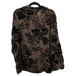 Vikki Vi Silk Velvet Burnout Blend Floral Semi Sheer Button Blouse Size 1X Brown Photo 4