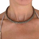 Unique gold tone braided rope choker necklace jewellery Silver Photo 1