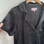 Juicy Couture Black Velvet Velour Button Front Top Glitter Glam Logo Y2K Girly Photo 4