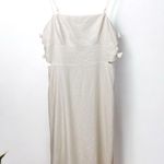 WAYF  Linen Blend Cut Out Bow Midi Dress in Ivory Photo 4