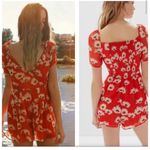 Urban Outfitters  Lula red floral V neck romper Photo 1
