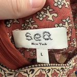 Sea New York Fernanda Tile Print Flutter Sleeve Pintucked Mini Dress Size Large Red Photo 4