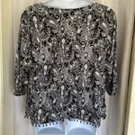 MSK WOMAN Elegant Black and White Paisley Women's Top SZ: 1X Photo 2