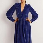 💕BODEN💕 Velvet Midi Party Tea Dress ~ Sea Blue US 8 NWT Photo 2
