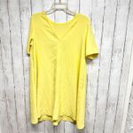 FRNCH Dress Women Size M/L Yellow Crepe Round Neck Short Sleeve Shift Mini Sun Photo 6
