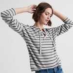 Lucky Brand Gray Striped Shine Pullover Sweatshirt L Photo 0