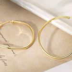 14K Gold Hoop Earrings for Women Large Gold Hoop Earrings 14K Gold Earrings for Women Elegant Twisted Big Gold Jewelry Hoop Earrings 40mm Photo 4