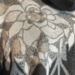 Top Notch 1980s Tunic Length Gray Floral Geometric Print Cowl Neck Sweater 1X Black Photo 7