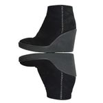 Aquatalia Wedge Whipstitch Nubuck Leather Ankle Booties Boots Fur Lined Size 8.5 Photo 4