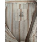 Aerie  Button Down Shirt Womens Medium Tan Stripe Linen Blend Oversized Beach Photo 4