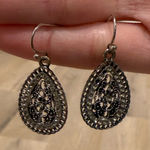 Black and Silver Beaded Dangle Earrings Photo 0