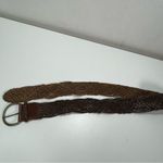 Eddie Bauer Vtg Y2K  XL Wmn  Brown Leather Woven Braided Chunky Belt  Boho Brass Photo 2