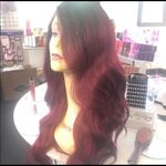 Wig deep wave human hair blende ombré burgundy Wig Photo 5