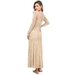 Lulus Beige Floral Mesh Maxi Cocktail Dress NWOT Size Medium Wedding Guest Dress Photo 1