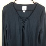 Billabong  Women’s Boho Black Lace-Up Tassel Front Beach Cover-Up Tunic Dress Photo 1