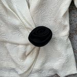 Leslie Fay Vintage Petites Textured Peplum Top & Skirt Set Black Cream 14 Photo 3