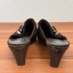 Stuart Weitzman Brown Suede Leather Buckle Heeled Mules Clogs Size 9M Photo 4