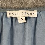 Baltic Born Smocked Waist Mini Dress Women's Small Blue Flutter Sleeve Pleated Photo 2