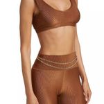 We Wore What Brown Rib V-Neck Sports Bra Top Photo 2